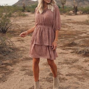 Ruffle flower print dress